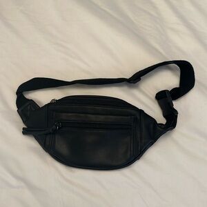 Black Leather Fanny Pack